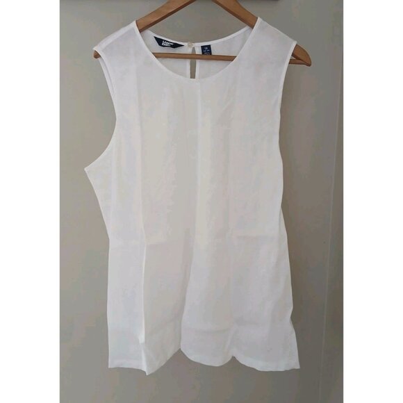 Lands End 100% Linen Sleeveless Popover  Blouse Size 1X 16 18 Coastal Lagenlook - Picture 1 of 10